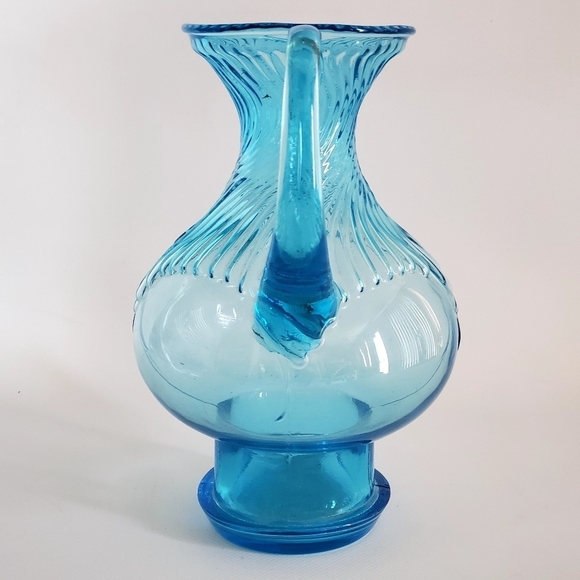 Indiana Glass TIara Glass Water Pitcher Clear Blue Vintage MCM - Picture 2 of 7
